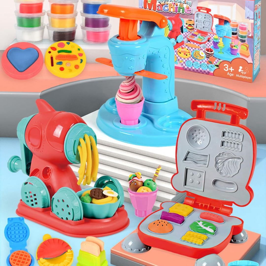 51 Stück Knete Zubehör Set für Kinder DIY Knete Knetwerkzeug Eismaschine Nudelmaschine Burgermaschin