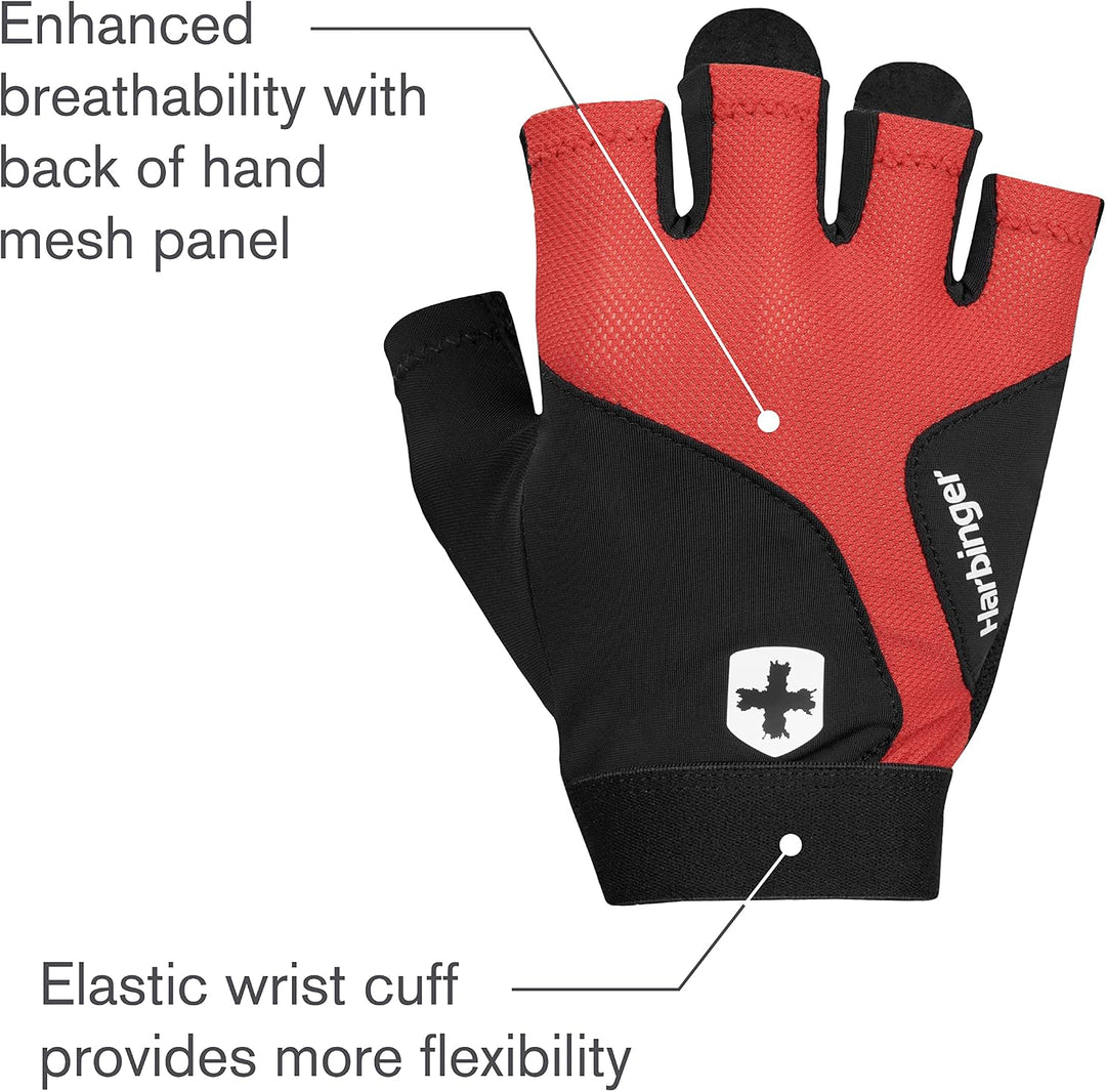 Harbinger Flexfit 2.0 Gewichtheber-Handschuhe – Natürliche Handbewegung M Rot, M Rot