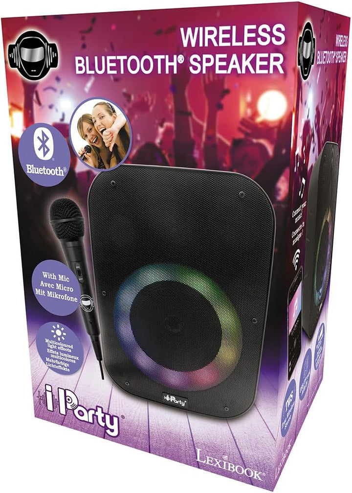 Lexibook K8210 Iparty Audio-Bluetooth, mit Lichteffekten, Mikrofon, Wiederaufladbare Batterie, Schwa