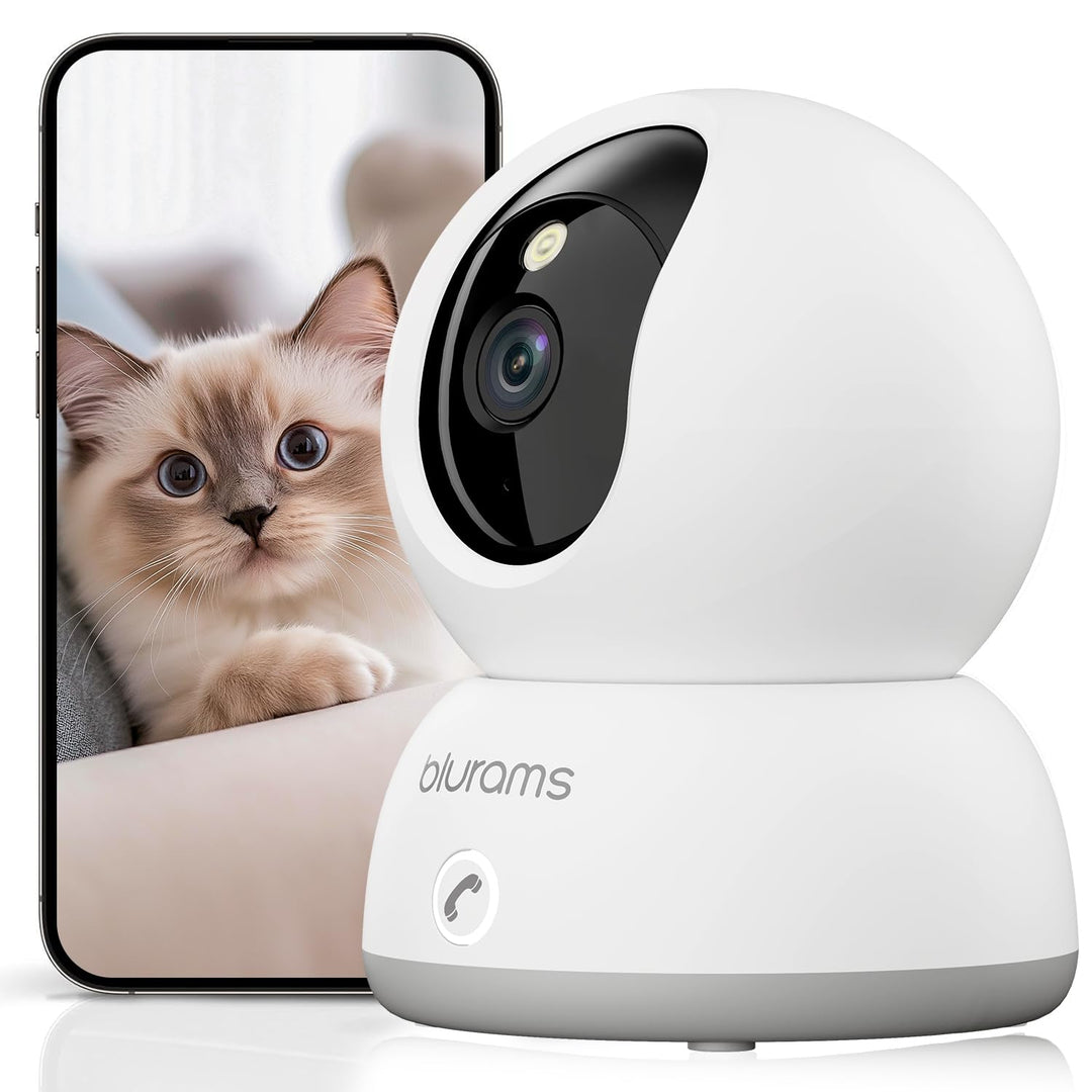blurams 2K Überwachungskamera Innen,360 Grad WLAN Kamera mit EIN-Touch-Call, Hundekamera für Haustie
