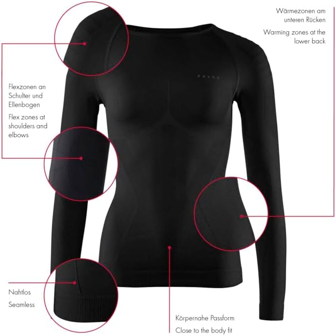 FALKE Damen Warm Round Neck Funktionsshirt Langarmshirt für milde bis kalte Temperaturen warme Sport