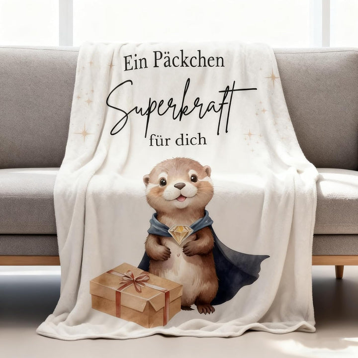 Geschenk für Mut & Trost Flauschige Otter Kuscheldecke 130x150cm aus Flanell gute besserung geschenk