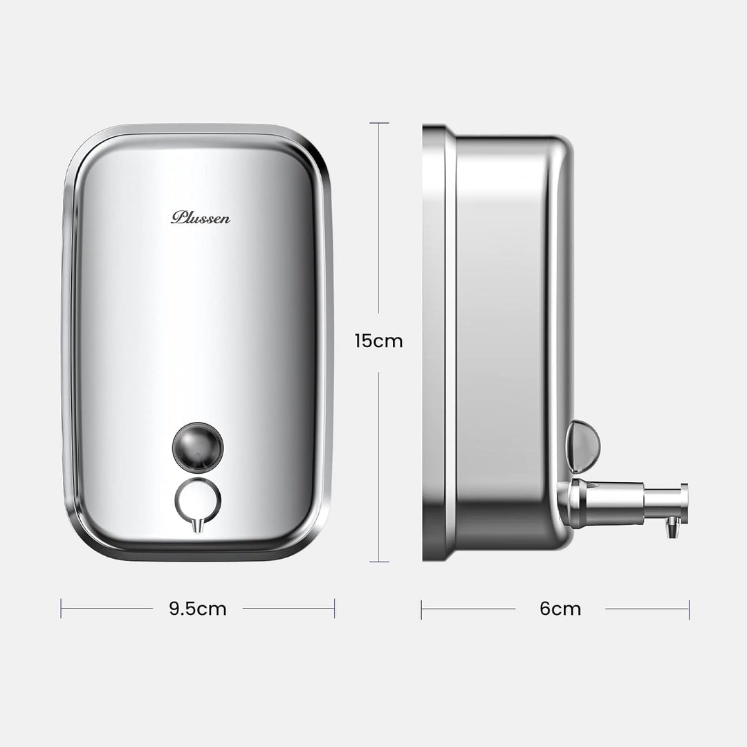 PLUSSEN Wall Mounted Soap Dispenser 1000 ml Stainless Steel Soap Dispenser Wall Mounted Hygienic Eas