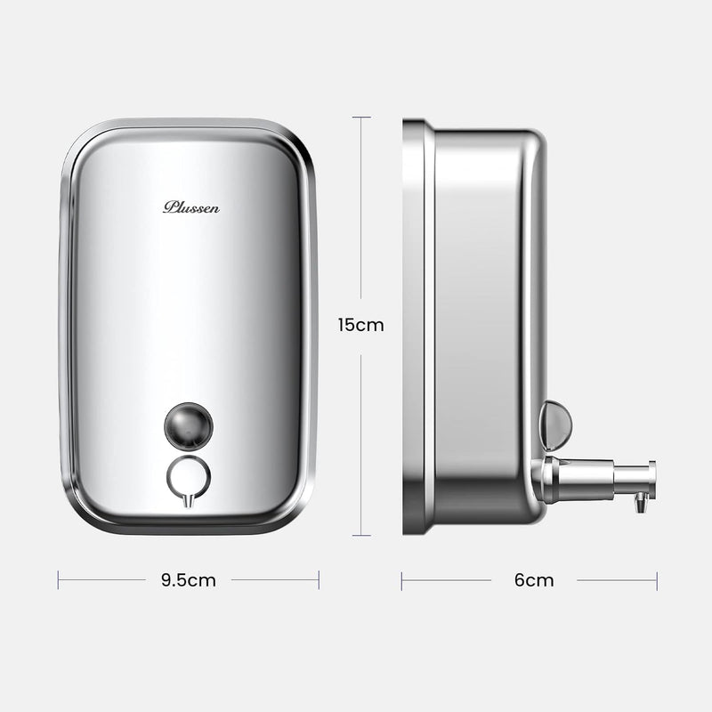PLUSSEN Wall Mounted Soap Dispenser 1000 ml Stainless Steel Soap Dispenser Wall Mounted Hygienic Eas