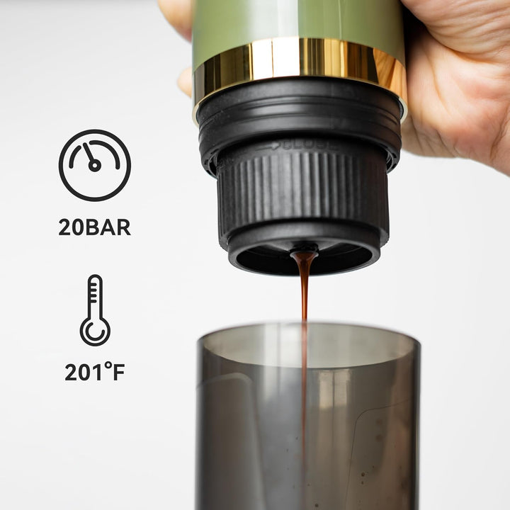 CERA+ Máquina de Espresso Eléctrica Portátil Auto-calentamiento en 3-4 Minutos, Cafetera Mini de 20