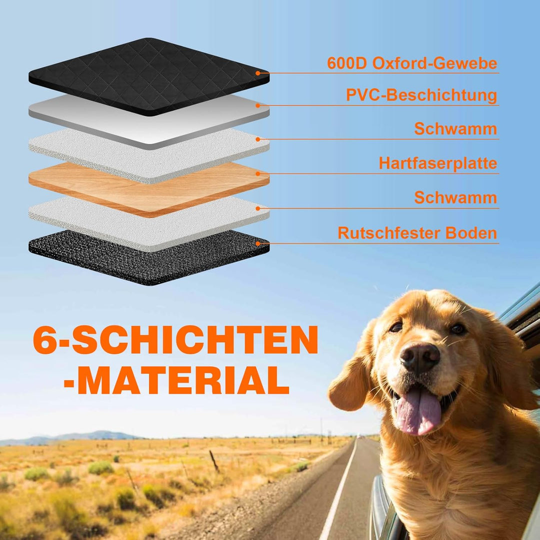 Neccis Hundedecke Auto Rückbank mit Abnehmbarer Harter Unterseite, 136 x 61 cm Autoschutzdecke Hund
