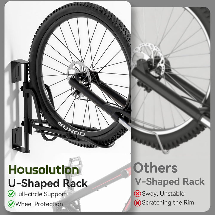Housolution Schwenkbares Fahrrad-Wandhalterung für Garage, 2 Stück | Hebeloses Fahrradregal für Räde