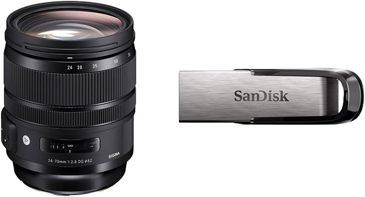 Sigma 24-70mm F2,8 DG OS HSM Art Objektiv für Canon EF Objektivbajonett & SanDisk Ultra Flair USB 3.