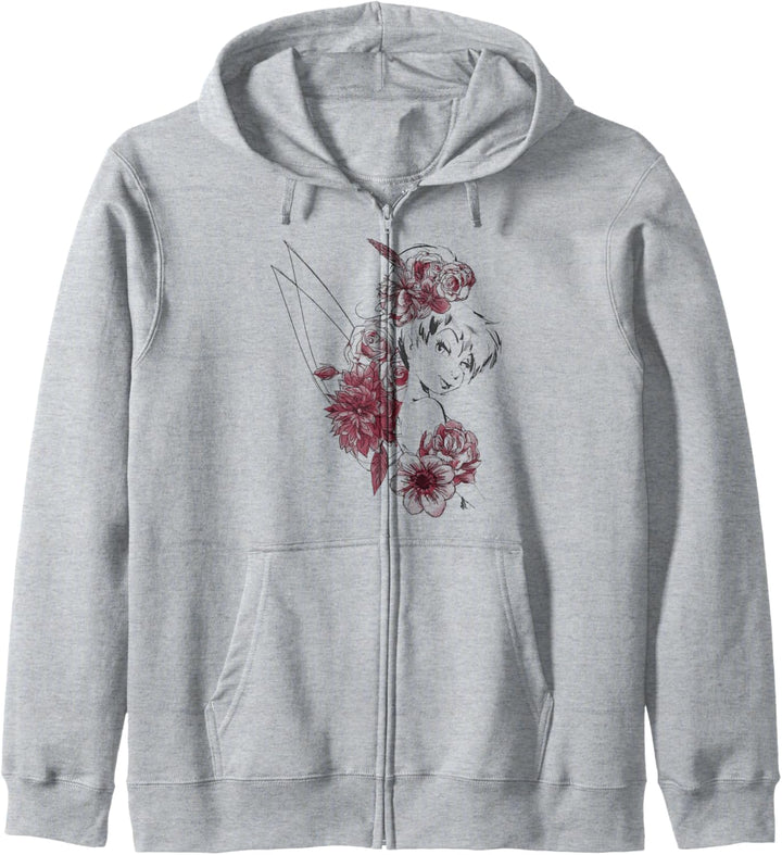 Disney Peter Pan Tinkerbell Flowers Floral Outline Kapuzenjacke
