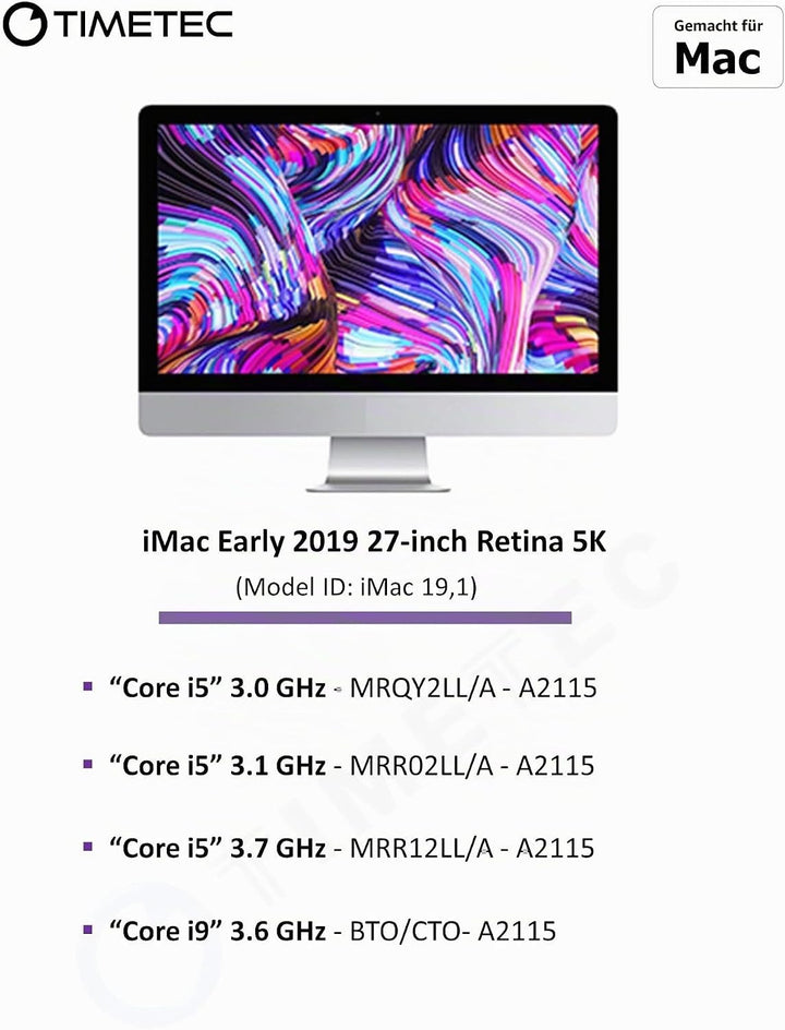 Timetec 16GB kompatibel für Apple DDR4 2666MHz für Mitte 2020 iMac20,1/20,2/Mitte 2019 iMac19,1 27 Z