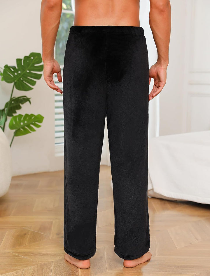 ENJOYNIGHT Schlafanzughose Herren Lang Fleece Pyjamahose Plüsch Freizeithose Warm Haushose mit Korde