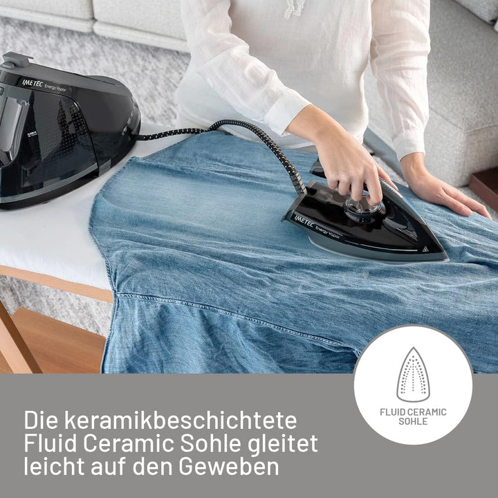 Imetec Energy Vapor | Bügeleisen mit Dampferzeuger, 6,5 BAR Pumpe, 400 g Dampfstoss, 2400 W, Fluid C