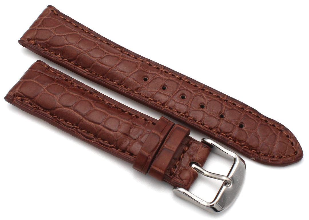 20mm XS Damenlänge Echt Alligator Vintage hangemacht in Deutschland Uhrenarmband Braun
