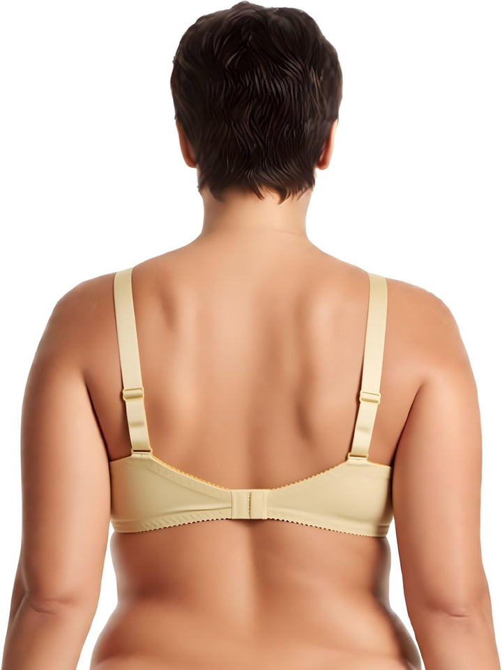 Curve Muse Damen Leicht Gepolstert Bügel Stickerei Spitzen BH-2er Pack 75D Schwarz,nackt(2er Pack),