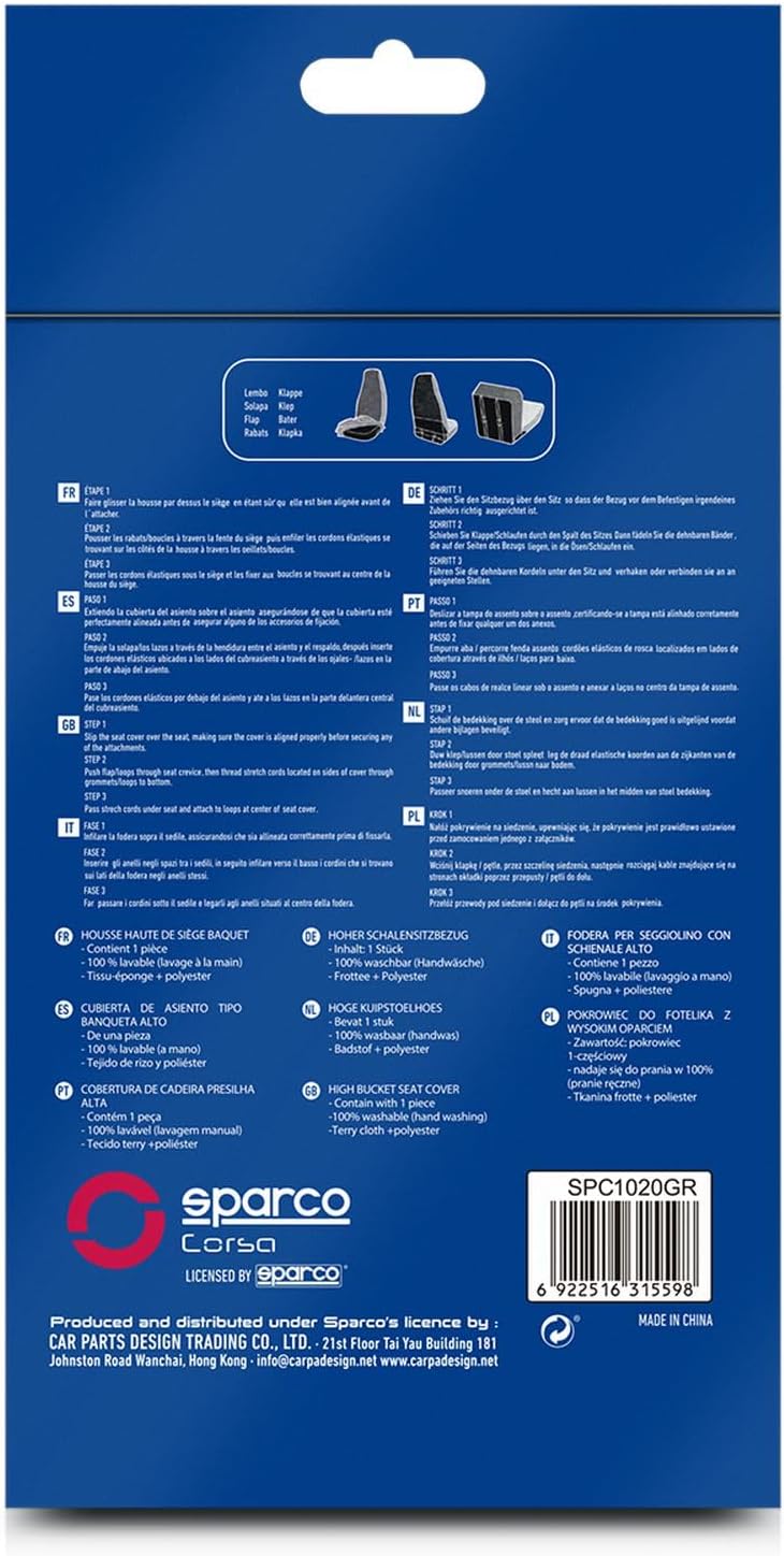 SPARCO SPC1020GR Einzelsitzbezüge Futter, Grau
