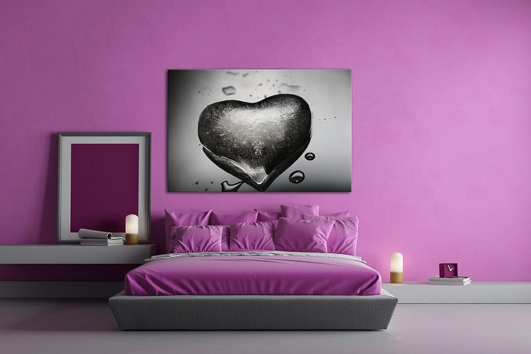 deyoli eiskaltes Herz im Format: 80x60 als Leinwandbild, Motiv fertig gerahmt auf Echtholzrahmen, Ho
