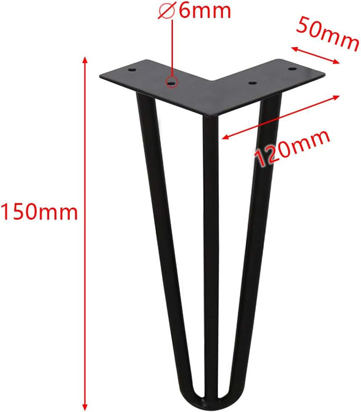 Ikodm 4er Set Hairpin Legs 15CM Haarnadel Tischbeine Tischkufen Esstisch mit Dreifachstab Freie Bode