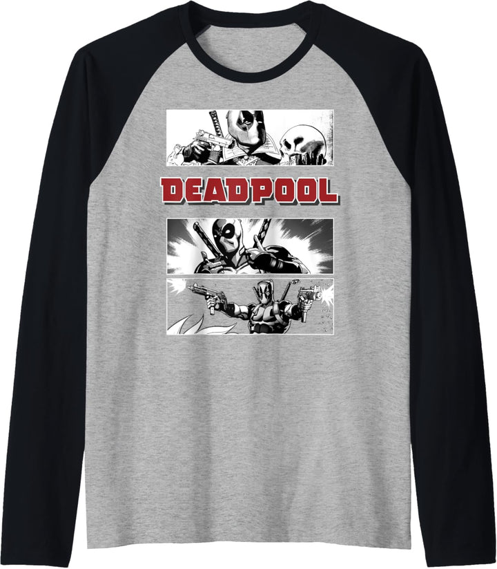 Marvel Deadpool Comic Action Panels Raglan
