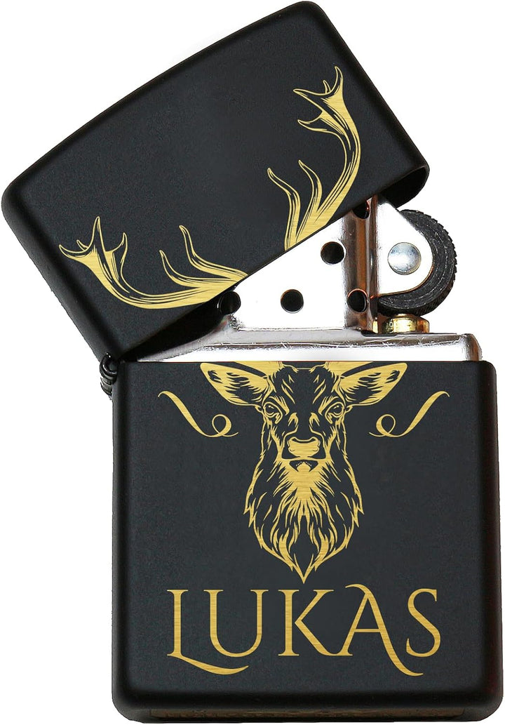Hirsch Zippo Feuerzeug mit Gravur personalisiert | Männer Geschenke für Jäger &amp; Jagd Zippo mit Hirsc