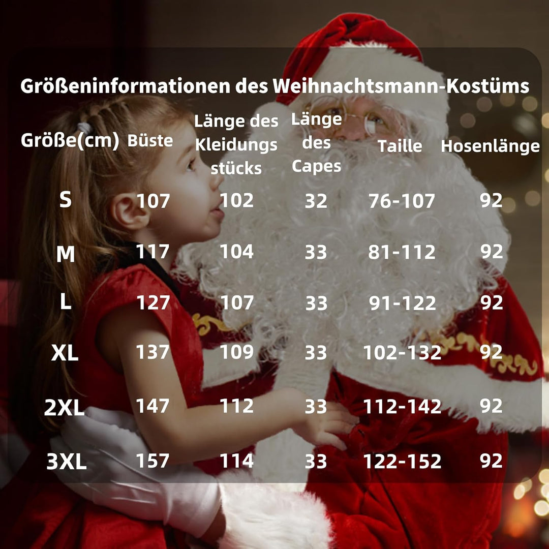 Ahititi Weihnachtsmann Kostüm für Männer 12 Stk Set Weihnachtsfeier Cosplay für Erwachsene Roter Del