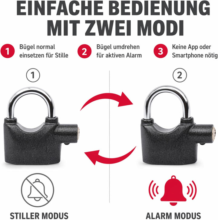 3 Stück Premium OLYMPIA S100 Alarmschloss mit Schlüssel - Korrosionsgeschützt Sicherheitszylinder -