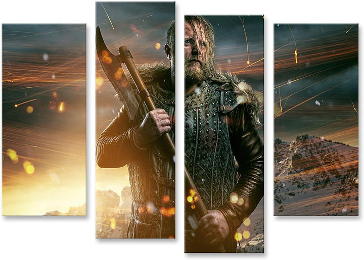 islandburner Bild auf Leinwand Wikinger Während Eines Kampfes Bilder Wandbilder Poster Leinwand 130x