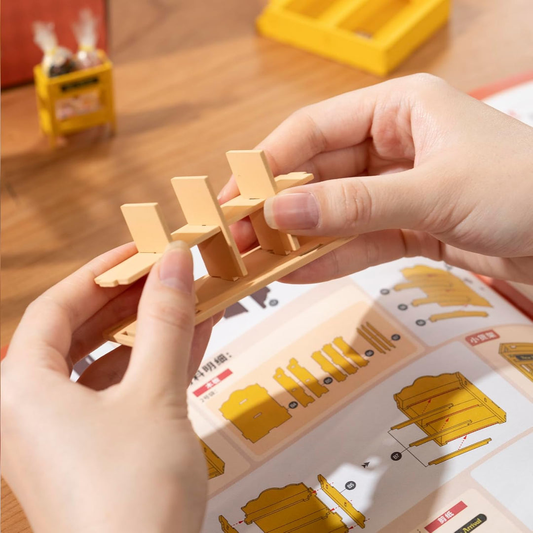 ROBOTIME Puppenhaus Kit Backhaus, DIY Miniatur Kit für Erwachsene, Mini Zimmer mit Möbeln, pädagogis