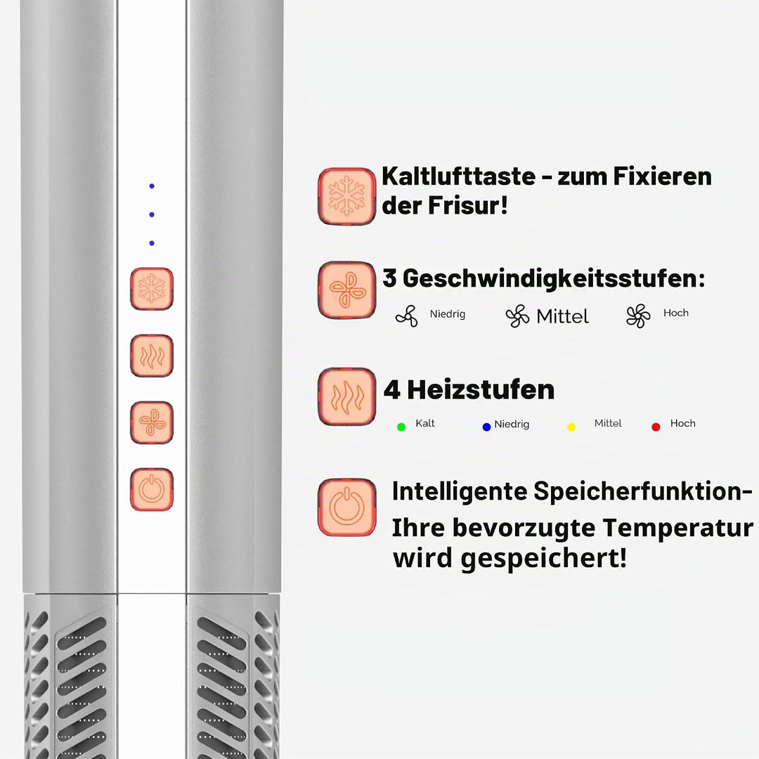 6 in 1 Hairstyler, 110000 U/MIN Haartrockner & Haarstyler Set mit Rundbürstenföhn, Warmluftbürste, T