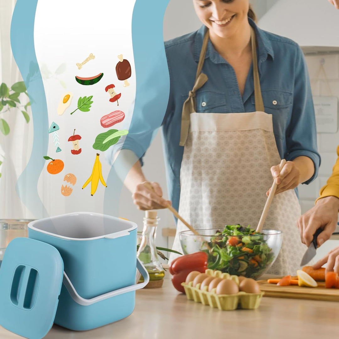 Biomülleimer Küche, 4L Biomülleimer Küche für alltäglichen Biomüll, Bio Mülleimer mit Deckel, Geruch