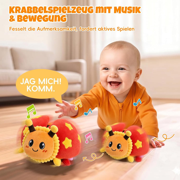 SAIMAND Baby Spielzeug 6-12 Monate Marienkäfer – Krabbelspielzeug mit Musik, 40 Kinderliedern & Aufn
