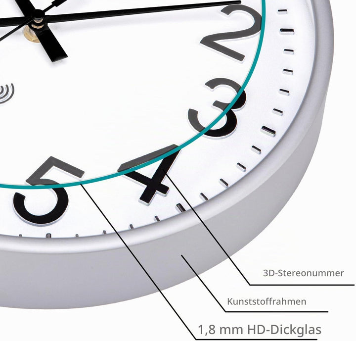 VIVILINEN Funkuhr Lautlos Wanduhr Ohne Tickgeräusche Funkwanduhr Geräuschlos Wanduhr Nicht Tickend H