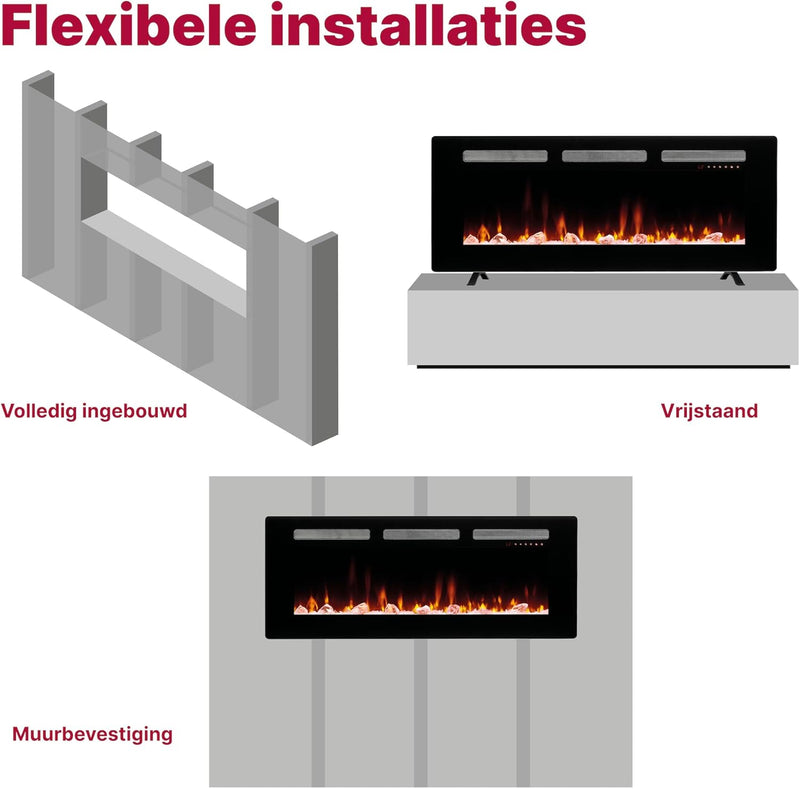 DIMPLEX - Sierra 48" - Elektrokamin - Schwarz, M - Patentierter Optiflame Flammeneffekt - Knisternde