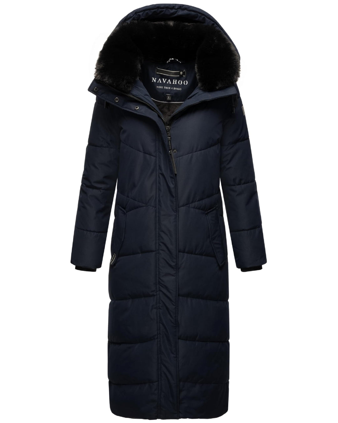 Navahoo Damen Wintermantel Warmer Steppmantel extralang mit Abnehmbarer Kapuze Hingucker XIV XS-XXL