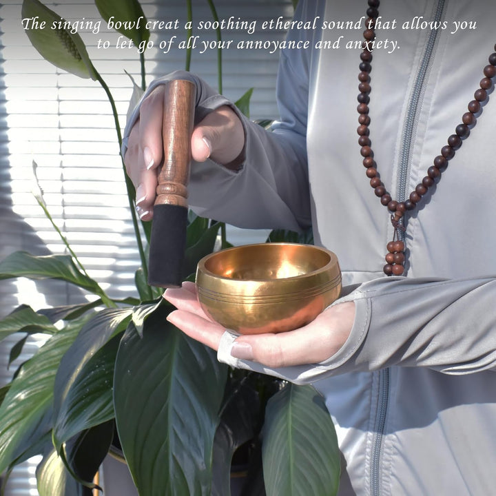Artcome 7PCS Tibetan Meditation Set - Tibetan Singing Bowl & Tibetan Tingsha Cymbals Bells Handmade