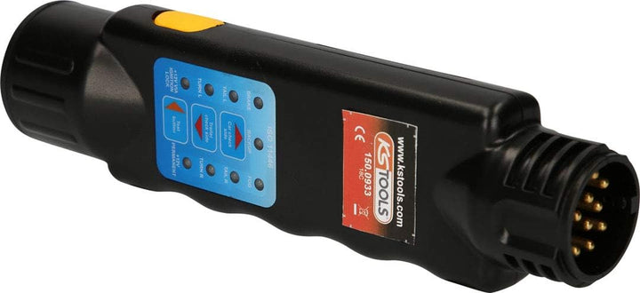 KS Tools 150.0933 12V Zugwagentester / Prüfgerät für Anhängersteckdosen 13-polig, Gelb, Schwarz