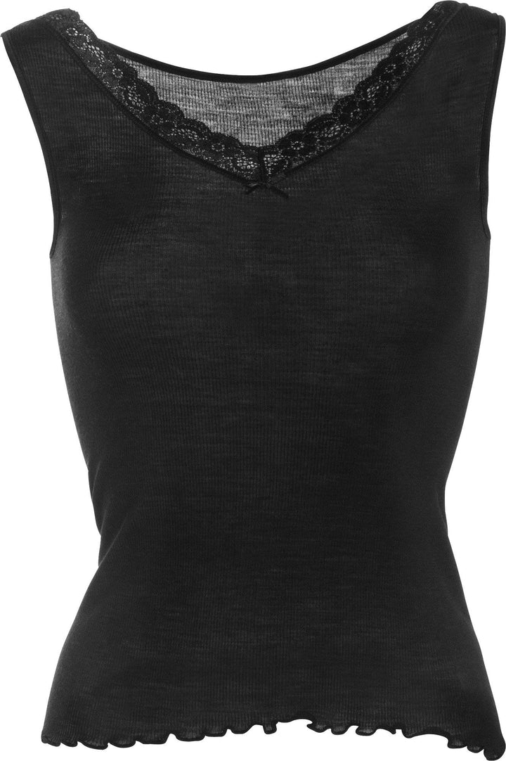 Nina von C. Wool Silk Achselhemd, Damen Unterhemd 36 Schwarz, 36 Schwarz