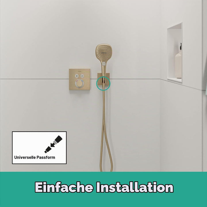 hansgrohe Wandanschluss mit Duschkopfhalterung FixFit E, Brushed Bronze, Brushed Bronze