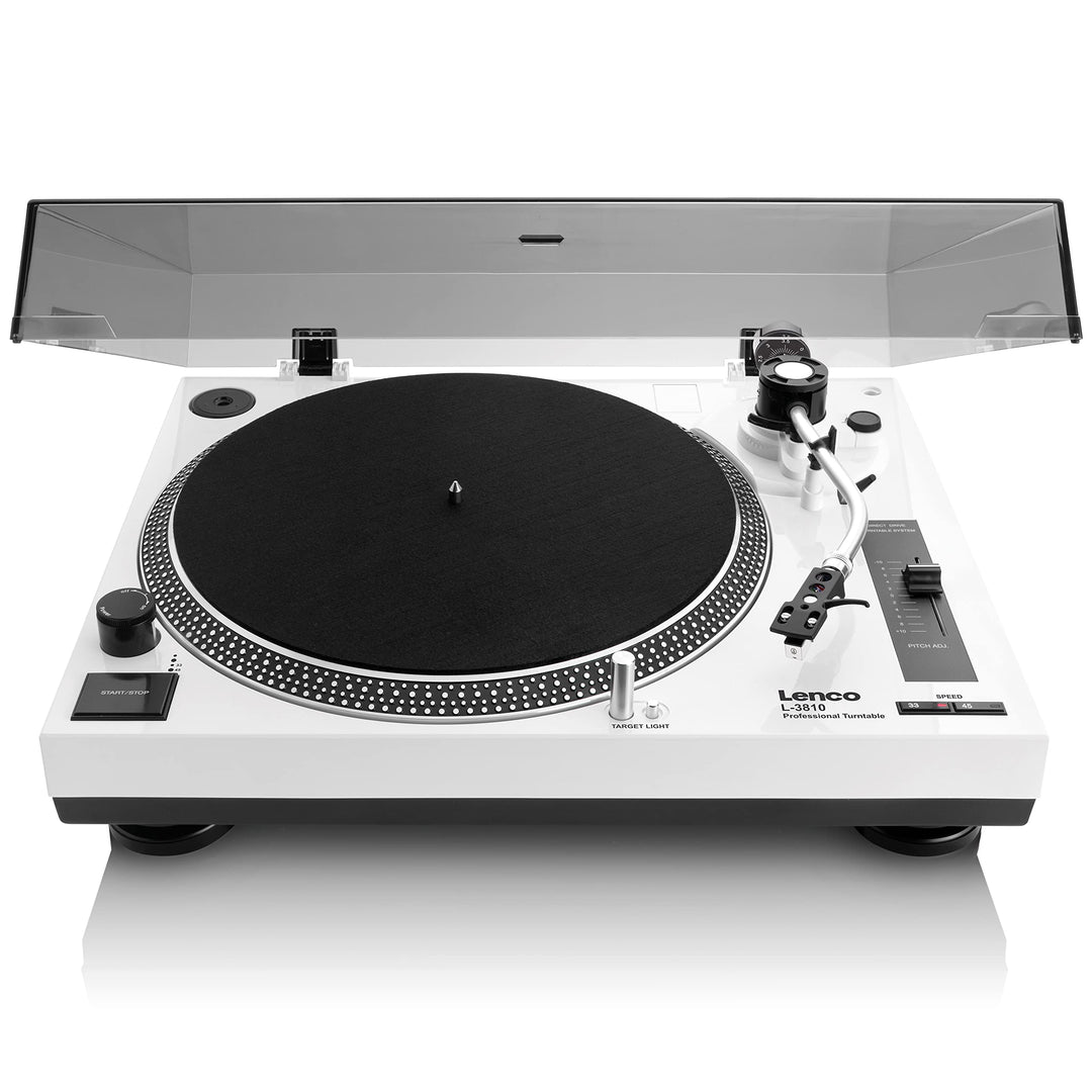 Lenco L-3810 Plattenspieler mit Direktantrieb - DJ Plattenspieler - 33/45 U/min - Pitch-Control - Ma