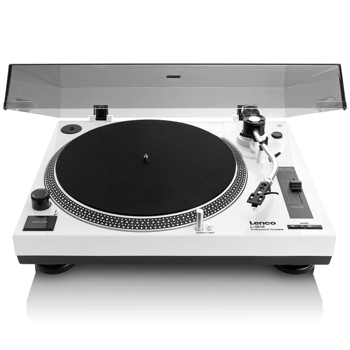 Lenco L-3810 Plattenspieler mit Direktantrieb - DJ Plattenspieler - 33/45 U/min - Pitch-Control - Ma