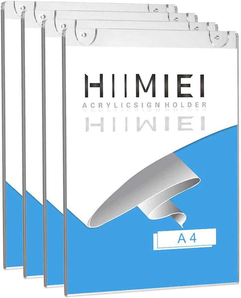 HIIMEI Mehrweg Plakattasche DIN A4 Werbedisplay, 4er A4 Acrylglas Posterhalter/Werbeschilder, Transp