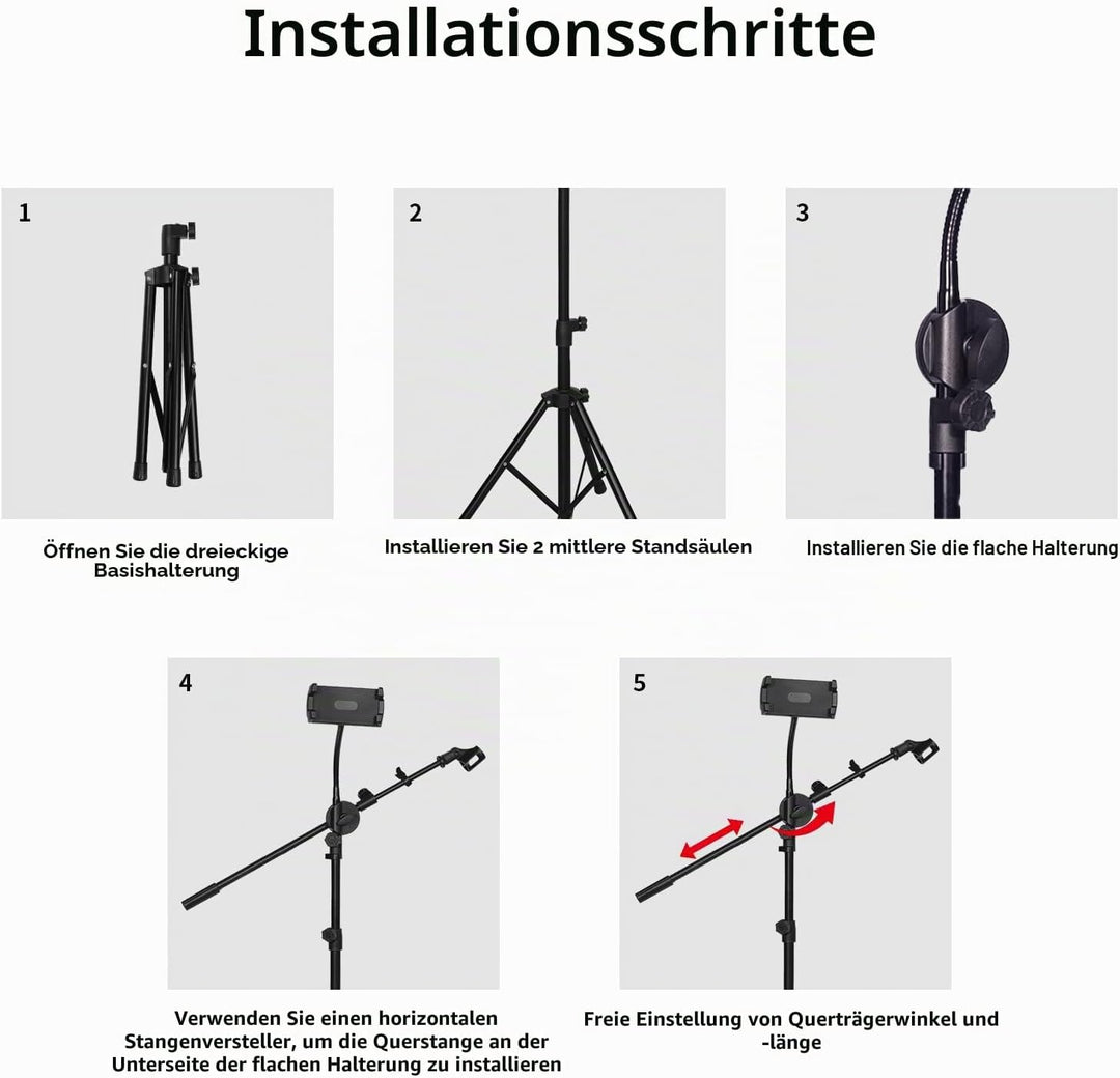 Yazoni Mikrofonständer, 2-in-1-Mikrofonständer, Boden, 88 bis 158 cm Pad-Mikrofon, Dual-Use-Mikrofon