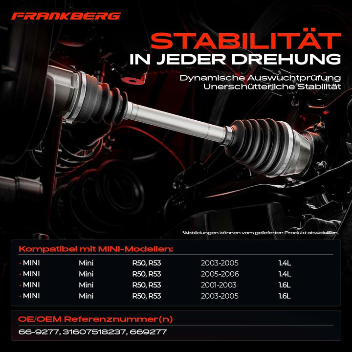 Frankberg Antriebswelle Vorderachse Links Kompatibel mit M.i.n.i R50 R53 One Cooper 1.4L 1.6L 2001-2