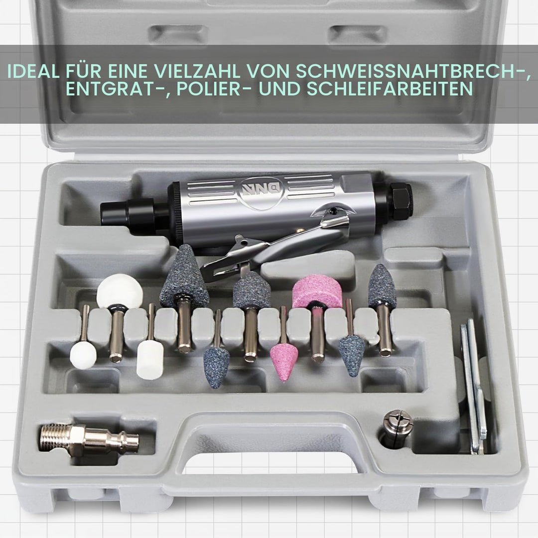Druckluftschleifer-Set für Schleifen und Polieren, Mini Druckluft Poliermaschine, Stabschleifer Druc