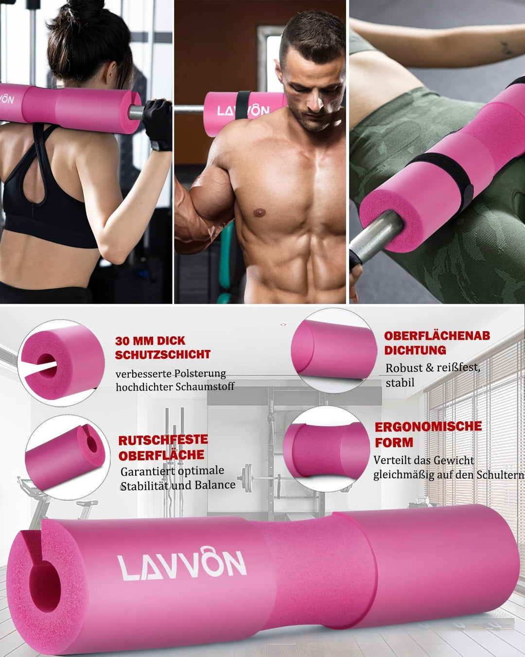 7Pcs Langhantel Polster Set- Hip Thrust Barbell Pad- Backenschutz für Squat | Hantel Nackenpolster -