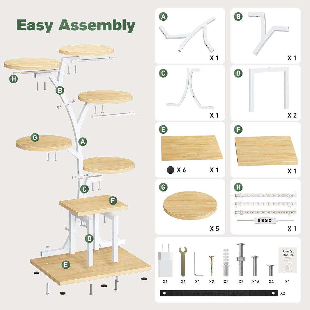 Pflanzenständer mit Anzuchtlichtern, 7-stufiges Pflanzenregal 110 cm, Pflanzenständer für Pflanzen,
