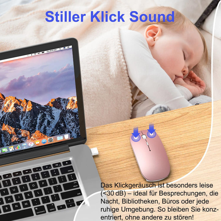 Azmall Bluetooth Kabellose Maus Jiggler Nicht Nachweisbar, Wiederaufladbare Maus Kabellos integriert