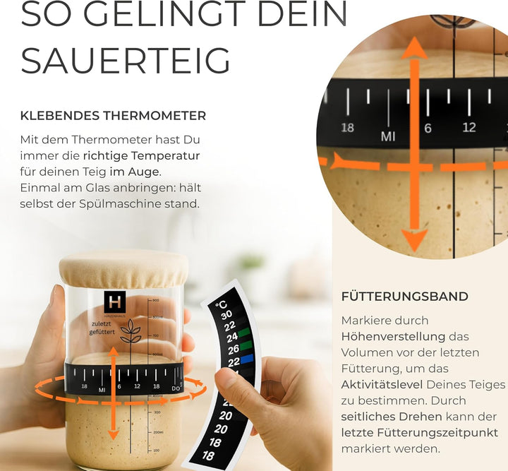 Brotbackset Gärkörbchen rund | Sauerteig Starter Set mit umfassendem Brot backen Zubehör | inklusive