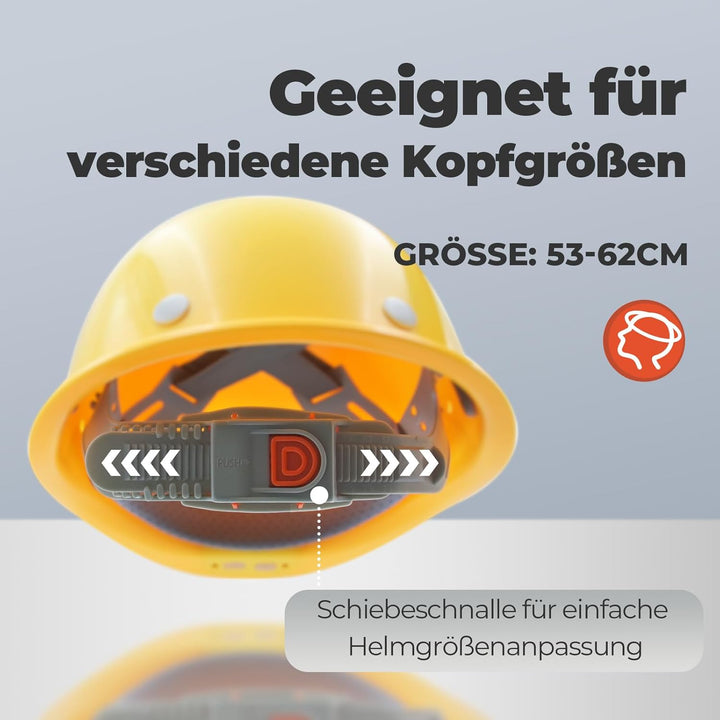 Bauhelm EN397, Mustbau Sicherheitsheilm, Arbeitshelm Schutzhelm für 53-65 cm Kopfumfang verstellbar,