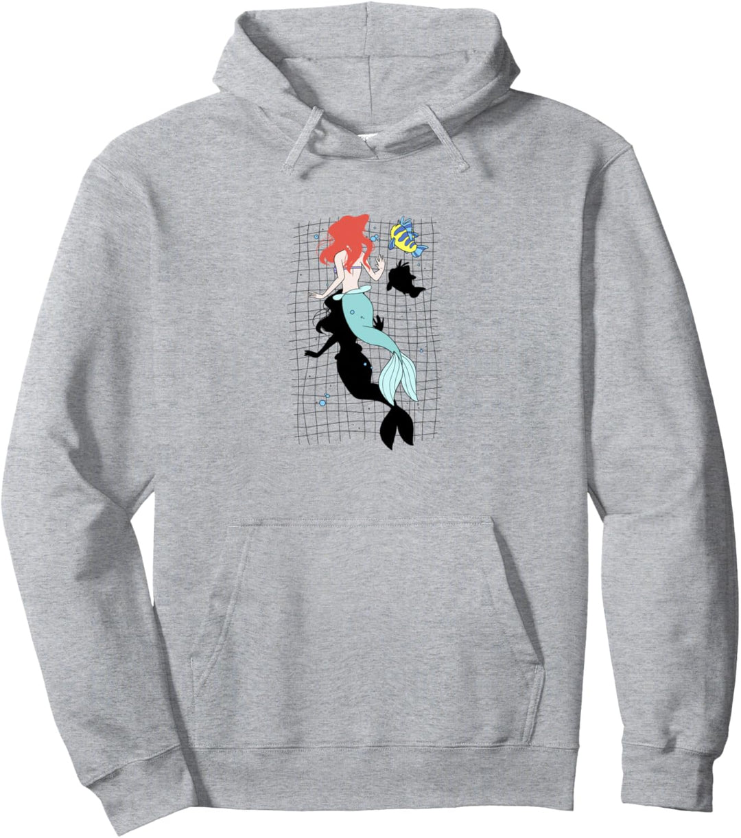 Disney Little Mermaid Ariel And Flounder Swimming Portrait Pullover Hoodie