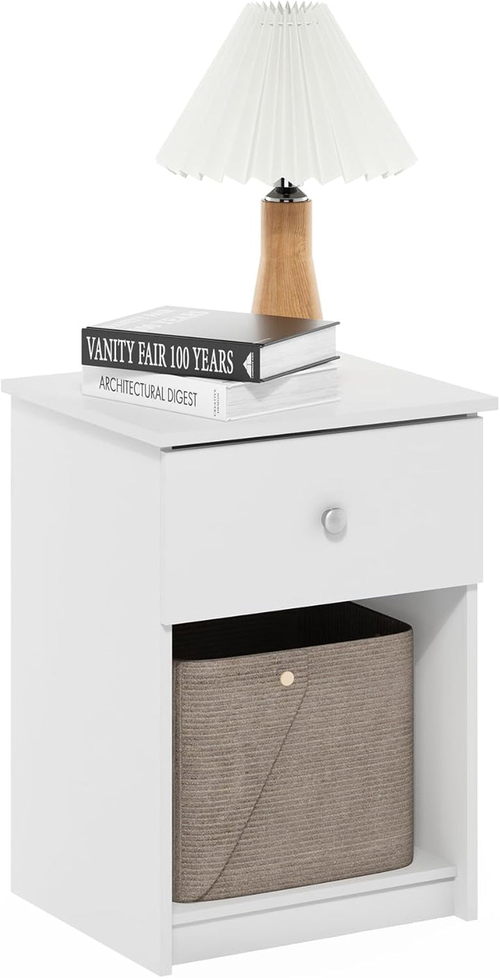 FURINNO Lucca Nachttisch, Weiss, 1 Stück Weiss 1-Pack, Weiss 1-Pack